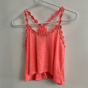 Vintage Havana Neon Coral Crop Tank Top